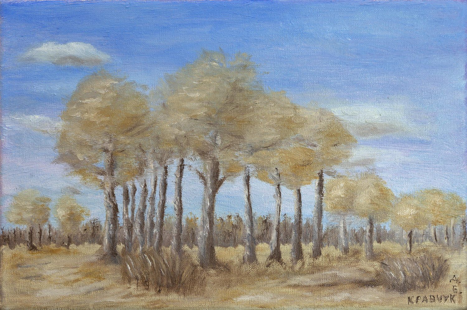 Картина - "Пейзаж с деревьями"